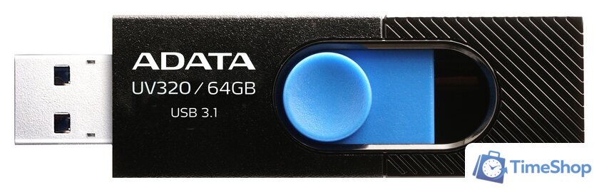 USB Flash ADATA UV320 64GB (черный/голубой) - Изображение №1 — Интернет-магазин Time-Shop