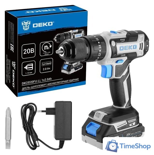 Ударная дрель-шуруповерт Deko DKCID20FU-Li 083-1119 (с 1-им АКБ) - Изображение №1 — Интернет-магазин Time-Shop
