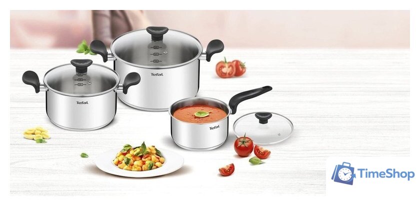 Набор кастрюль Tefal Primary E3086S74 - Изображение №4 — Интернет-магазин Time-Shop
