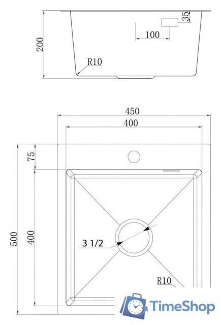 Кухонная мойка Ukinox PRB450.500-GT10C0CW - Изображение №2 — Интернет-магазин Time-Shop