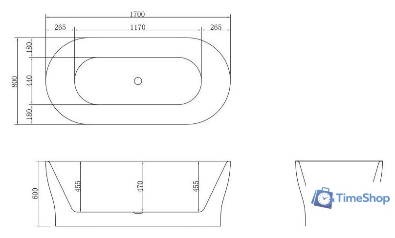 Ванна BelBagno BB405 170x80 - Изображение №4 — Интернет-магазин Time-Shop