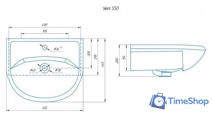  Runo Тумба с умывальником Уют 55 + Уют 55 (напольная) - Изображение №5 — Интернет-магазин Time-Shop