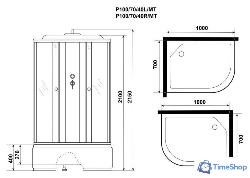 Душевая кабина Niagara Promo P100/70/40R/MT 100x70x215 - Изображение №3 — Интернет-магазин Time-Shop