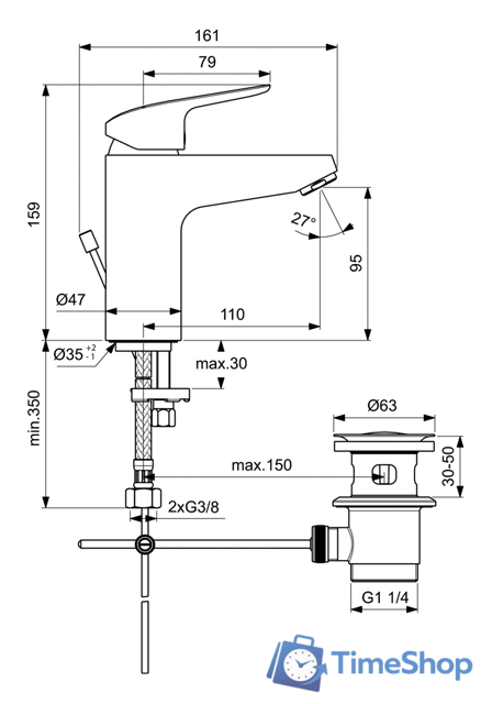 Смеситель Ideal Standard Ceraflex B1712AA - Изображение №2 — Интернет-магазин Time-Shop
