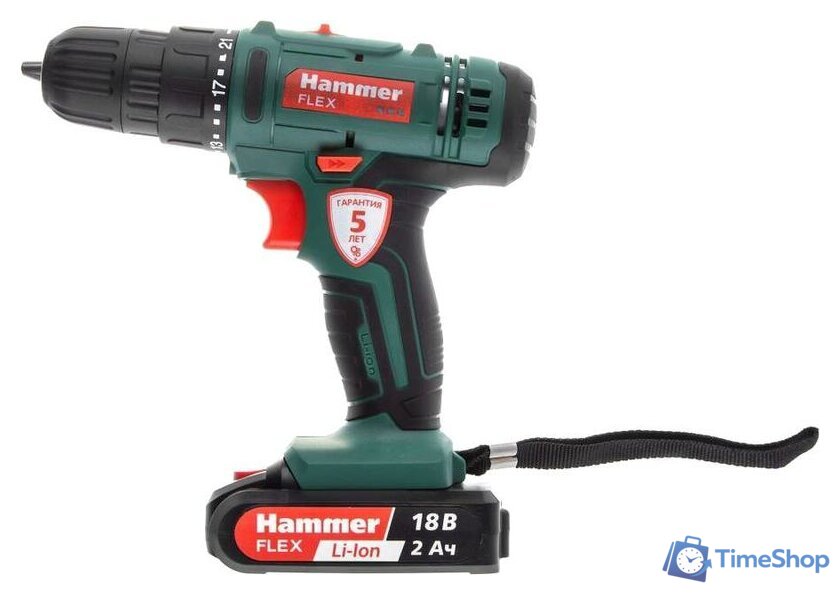 Дрель-шуруповерт Hammer Flex ACD18BS (с 2-мя АКБ, кейс) - Изображение №2 — Интернет-магазин Time-Shop