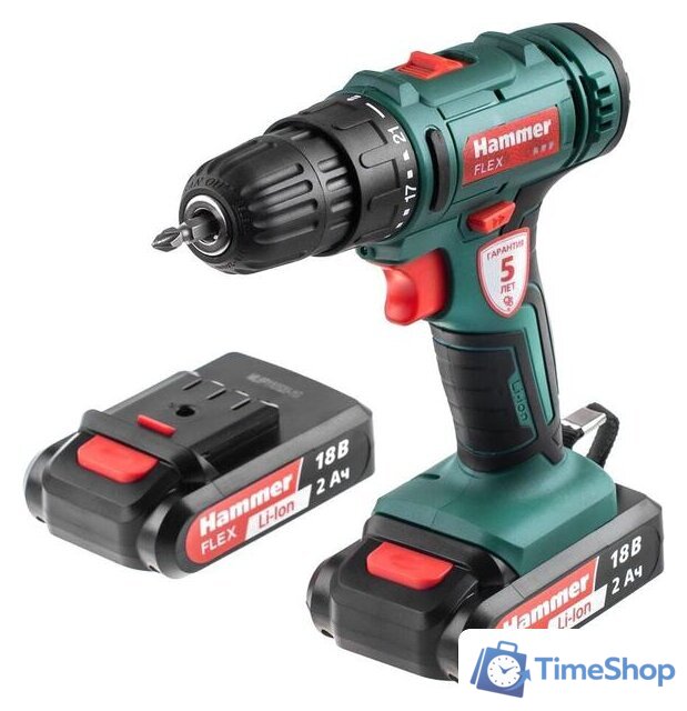 Дрель-шуруповерт Hammer Flex ACD18BS (с 2-мя АКБ, кейс) - Изображение №1 — Интернет-магазин Time-Shop