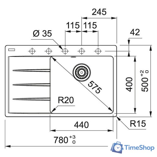 Кухонная мойка Franke Centro CNG 611/211-78 TL Fragranite 114.0639.726 (черный) - Изображение №2 — Интернет-магазин Time-Shop