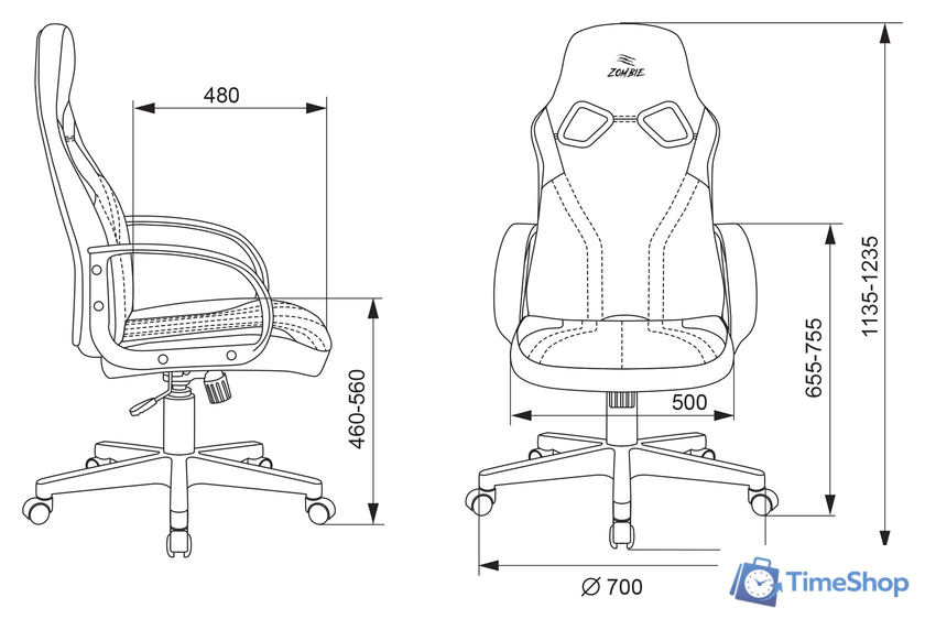 Игровое (геймерское) кресло Zombie Runner (черный/желтый) - Изображение №5 — Интернет-магазин Time-Shop