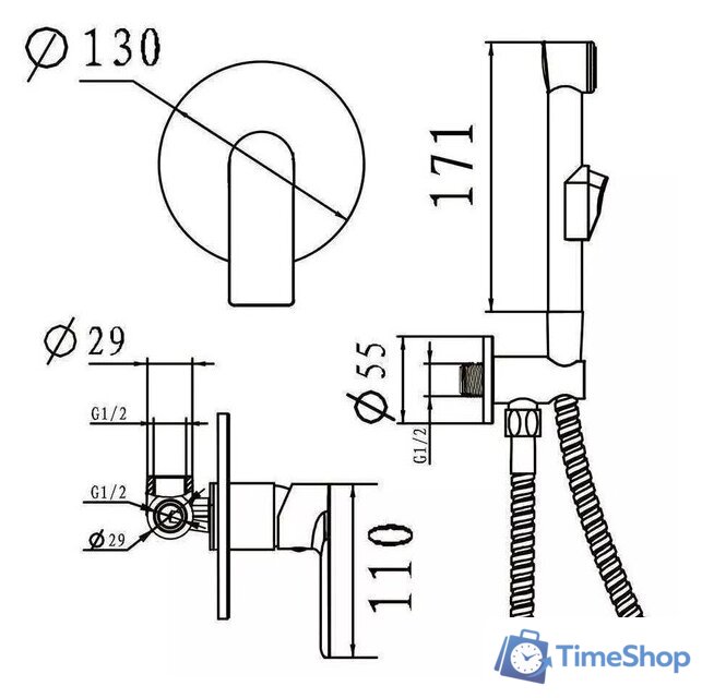 Гигиенический душ Golden Fox Broads 10012-FOX - Изображение №2 — Интернет-магазин Time-Shop