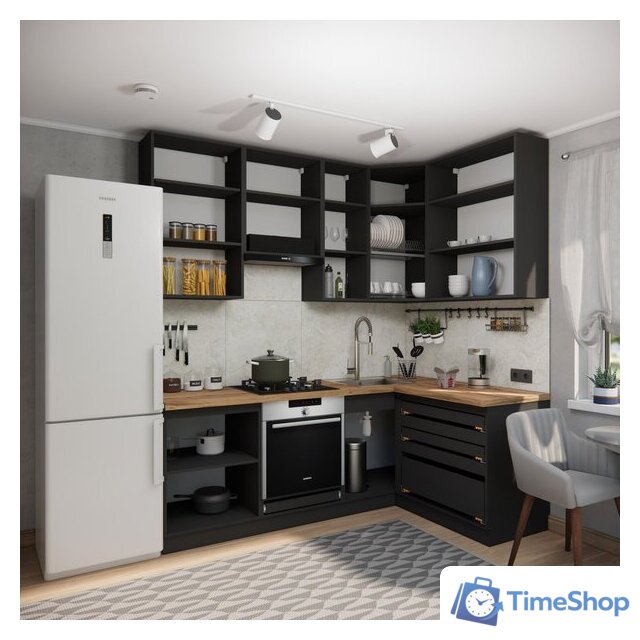 Готовая кухня ВерсоМебель Эко Премиум 1.4x2.2 правая (кашемир/ст. дуб вотан) - Изображение №5 — Интернет-магазин Time-Shop