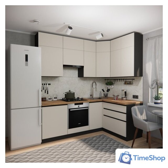 Готовая кухня ВерсоМебель Эко Премиум 1.4x2.2 правая (кашемир/ст. дуб вотан) - Изображение №6 — Интернет-магазин Time-Shop