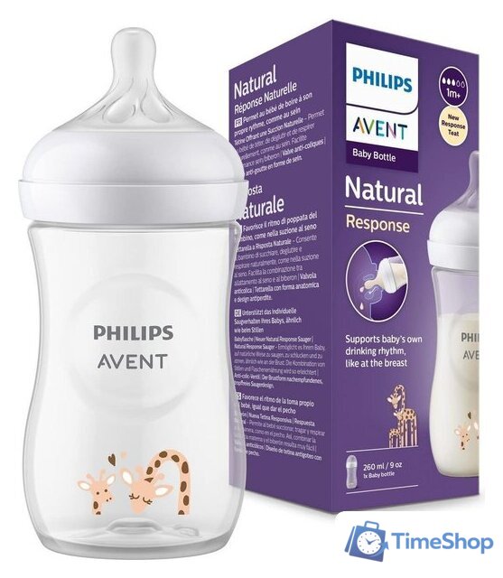 Бутылочка для кормления Philips Avent Natural Response Жираф SCY903/66 (260 мл) - Изображение №2 — Интернет-магазин Time-Shop