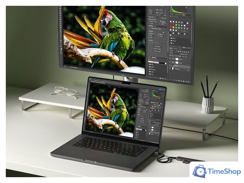 Док-станция Satechi 7-in-1 USB-C Slim Multiport Adapter with Ethernet ST-P7SK (черный) - Изображение №4 — Интернет-магазин Time-Shop
