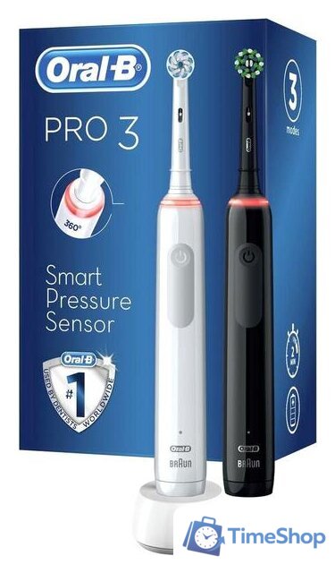 Комплект зубных щеток Oral-B Pro 3 3900 Duo Cross Action + Sensi White D505.523.3H - Изображение №1 — Интернет-магазин Time-Shop