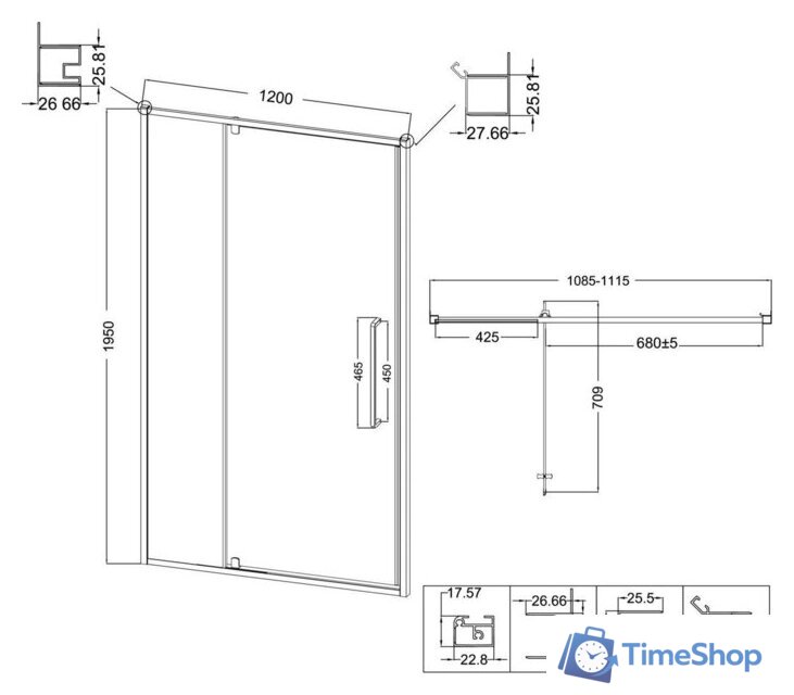 Душевая дверь Niagara Nova NG-35-12AGR 120х195 (графит/прозрачное стекло) - Изображение №12 — Интернет-магазин Time-Shop