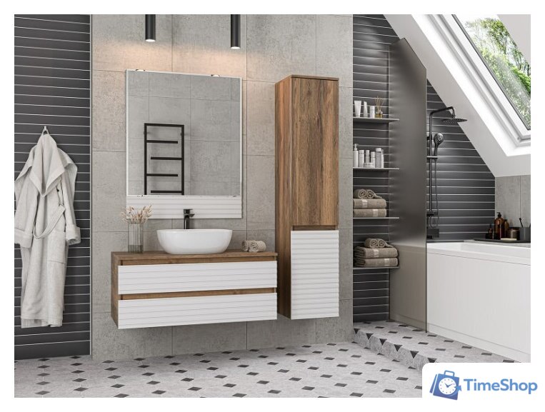  Brevita Шкаф-пенал Dakota 35 DAK-050350-19/01Л (белый/темное дерево) - Изображение №10 — Интернет-магазин Time-Shop