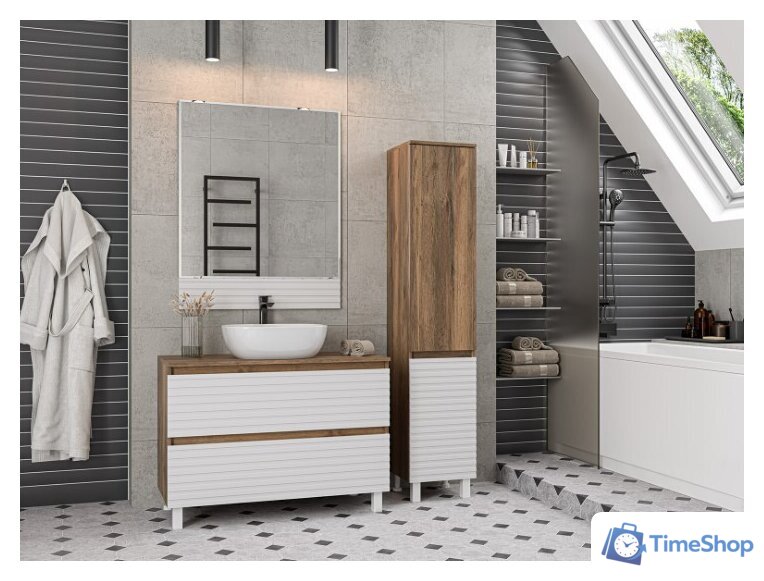  Brevita Шкаф-пенал Dakota 35 DAK-050350-19/01Л (белый/темное дерево) - Изображение №9 — Интернет-магазин Time-Shop