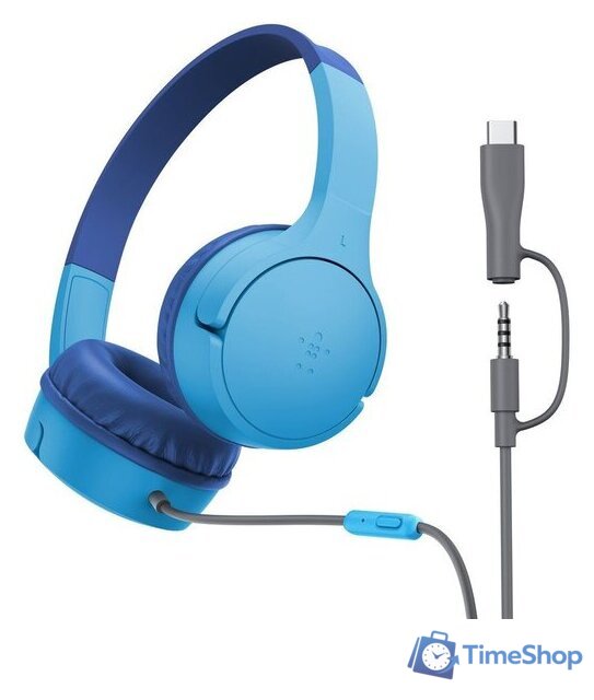 Наушники Belkin SoundForm Mini Wired 3.5 мм/USB-C (синий) - Изображение №1 — Интернет-магазин Time-Shop