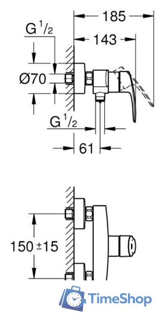Смеситель Grohe Eurosmart 33555003 - Изображение №4 — Интернет-магазин Time-Shop
