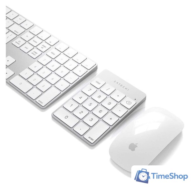 Цифровой блок Satechi Aluminum Slim Rechargeable Bluetooth Keypad (серебристый) - Изображение №4 — Интернет-магазин Time-Shop