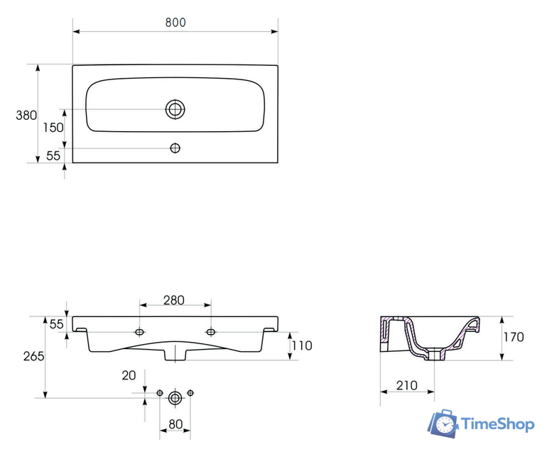 Умывальник Cersanit Moduo 80 Slim UM-MOD80SL/1 - Изображение №4 — Интернет-магазин Time-Shop