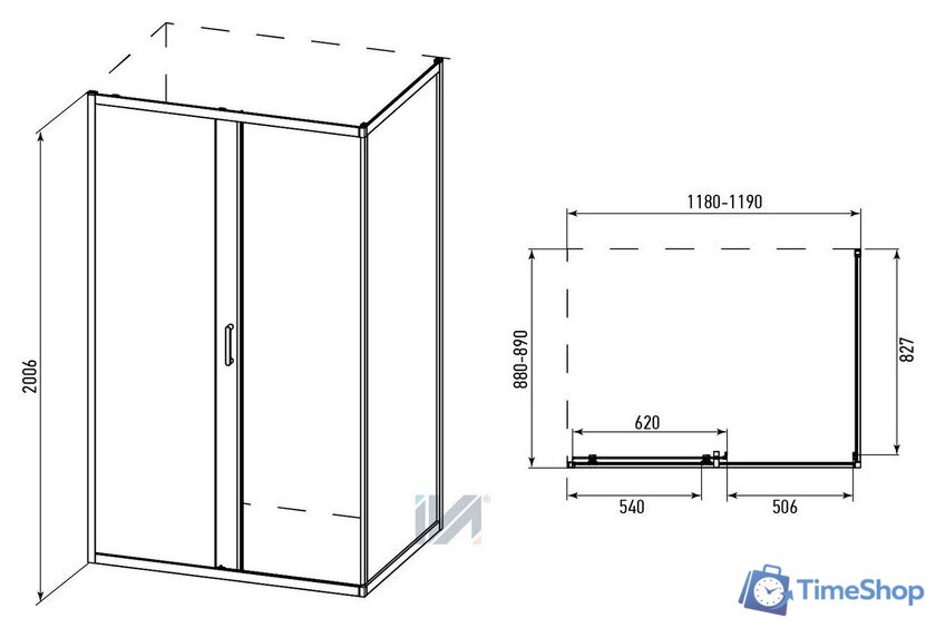 Душевой уголок IVA E4SX129C - Изображение №3 — Интернет-магазин Time-Shop