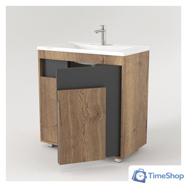  Дабер Тумба под умывальник 015 Andrea Elen 80 Т15.8A.0.22 (дуб галифакс/серый) - Изображение №3 — Интернет-магазин Time-Shop