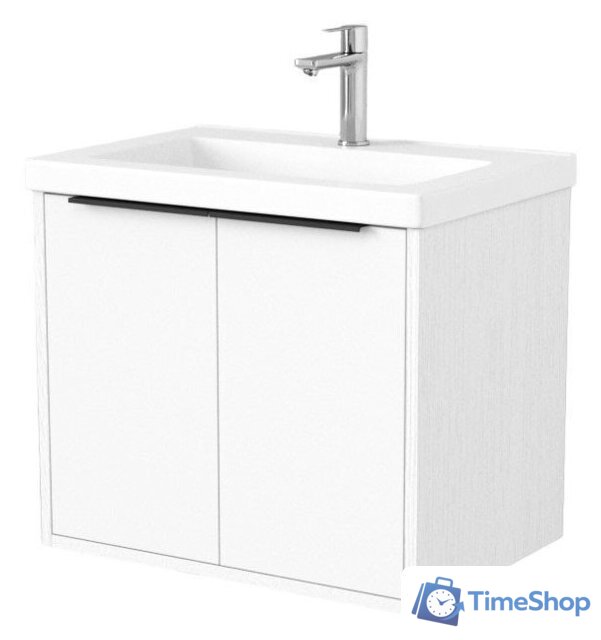  Дабер Тумба под умывальник 018 Тобага/Эридан/Артвин 60 Т18.6Т.0.5Ч (белый древесный/ручка черная) - Изображение №1 — Интернет-магазин Time-Shop