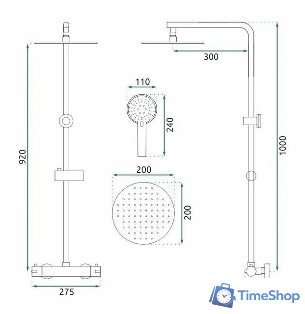Душевая система  Rea Bliss Chrome REA-P8805 - Изображение №6 — Интернет-магазин Time-Shop