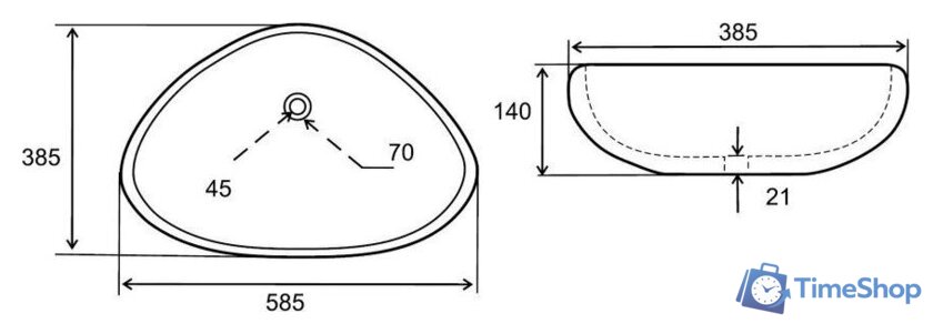 Умывальник Uptrend Diana TR4925 (белый глянцевый) - Изображение №4 — Интернет-магазин Time-Shop