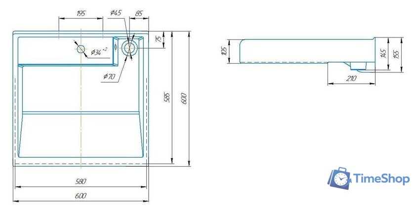 Умывальник Kirovit Престиж 60 - Изображение №2 — Интернет-магазин Time-Shop