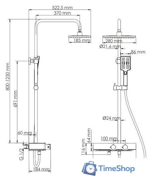 Душевая система  Wasserkraft A11301 - Изображение №2 — Интернет-магазин Time-Shop