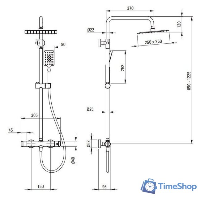 Душевая система  Deante Titanium NAC_D4HT - Изображение №2 — Интернет-магазин Time-Shop