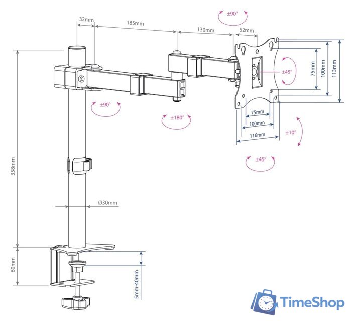 Кронштейн для монитора Arm Media LCD-T03 - Изображение №2 — Интернет-магазин Time-Shop