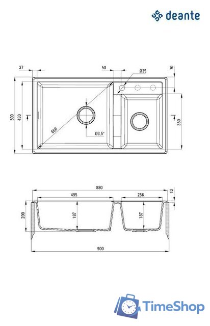 Кухонная мойка Deante Eridan ZQE G20B (графитовый металлик) - Изображение №2 — Интернет-магазин Time-Shop