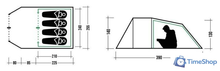 Кемпинговая палатка Trek Planet Ventura 4 (зеленый) - Изображение №9 — Интернет-магазин Time-Shop