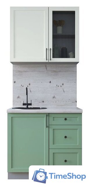 Готовая кухня Интерлиния Тренд 0.9А (мята/белый/бискайская сосна) - Изображение №1 — Интернет-магазин Time-Shop