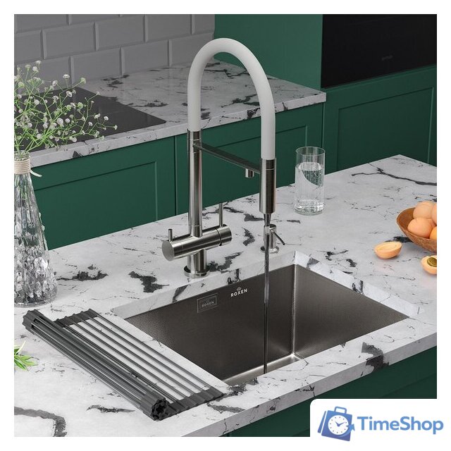 Кухонная мойка Roxen Uno 560210-54-GR сатин/текстурная (с ролл-матом и дозатором) - Изображение №3 — Интернет-магазин Time-Shop