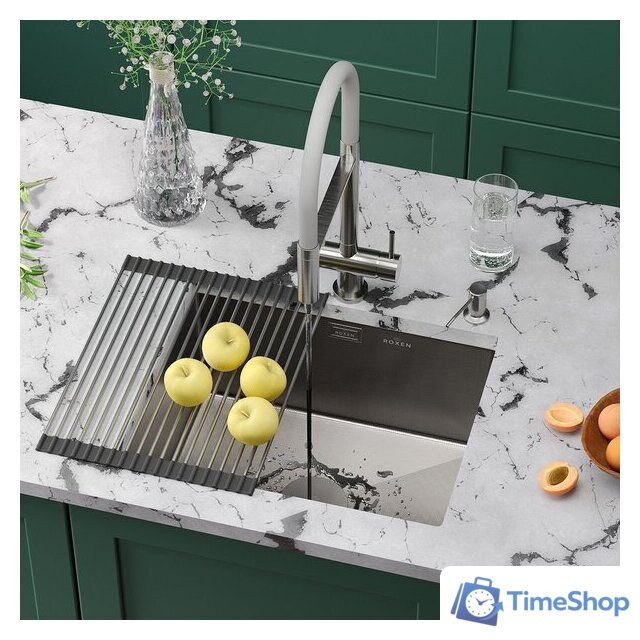 Кухонная мойка Roxen Uno 560210-54-GR сатин/текстурная (с ролл-матом и дозатором) - Изображение №2 — Интернет-магазин Time-Shop
