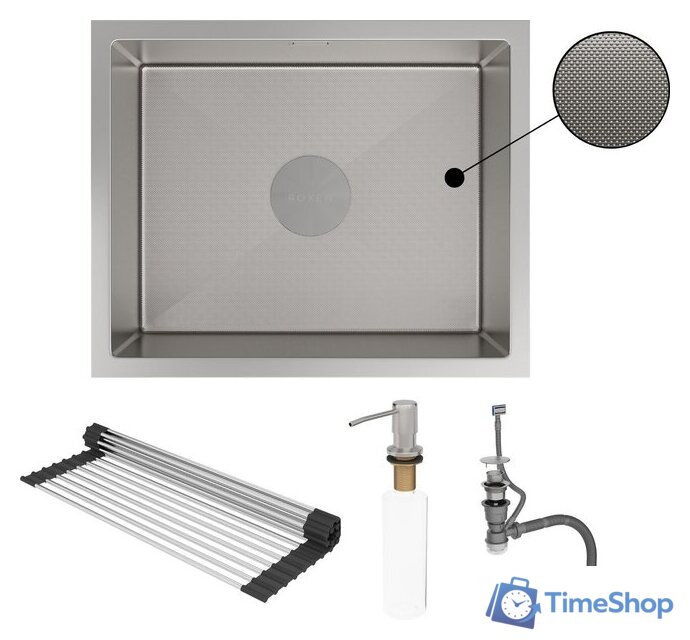 Кухонная мойка Roxen Uno 560210-54-GR сатин/текстурная (с ролл-матом и дозатором) - Изображение №10 — Интернет-магазин Time-Shop