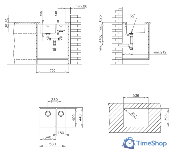 Кухонная мойка TEKA Be Linea RS15 2B 580 - Изображение №3 — Интернет-магазин Time-Shop