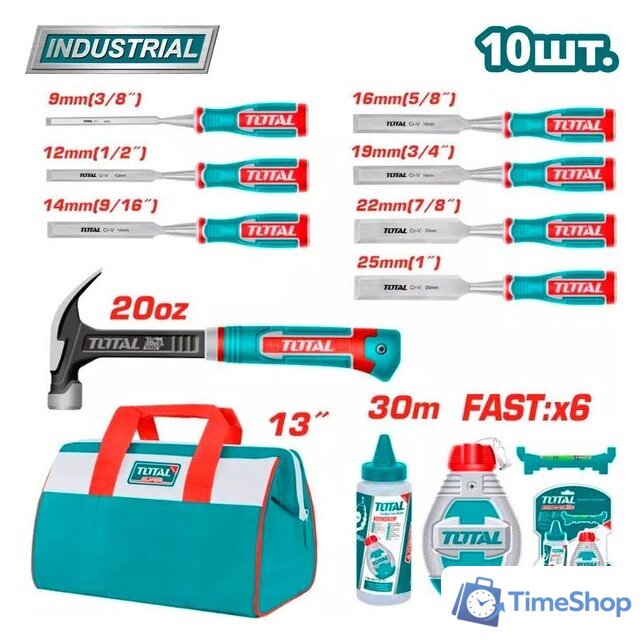 Набор домашнего мастера Total Набор инструментов для деревообработки TOS230906 (10 предметов) - Изображение №1 — Интернет-магазин Time-Shop