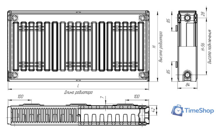 Стальной панельный радиатор Лидея ЛК 21-505 тип 21 500x500 - Изображение №6 — Интернет-магазин Time-Shop