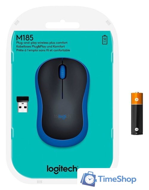 Мышь Logitech M185 (черный/синий) - Изображение №6 — Интернет-магазин Time-Shop