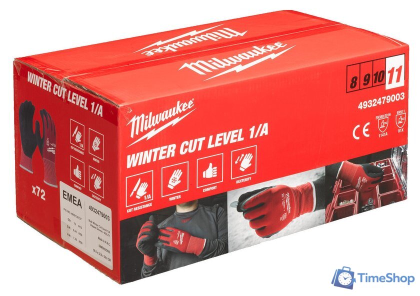 Латексные перчатки Milwaukee Winter Cut level 1/A 9/L 4932479001 (72 пары) - Изображение №1 — Интернет-магазин Time-Shop