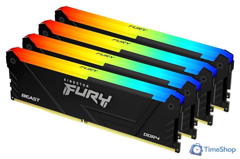 Оперативная память Kingston FURY Beast RGB 4x32ГБ DDR4 3200МГц KF432C16BB2AK4/128 - Изображение №1 — Интернет-магазин Time-Shop