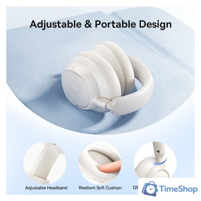 Наушники Baseus Bass BH1 NC (бежевый) - Изображение №4 — Интернет-магазин Time-Shop