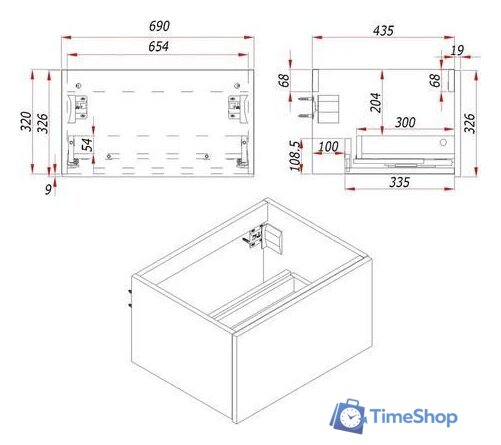  ЗОВ Тумба под умывальник Кито 70 K70LA0MWMC-KP13W (аттик/белый матовый) - Изображение №8 — Интернет-магазин Time-Shop