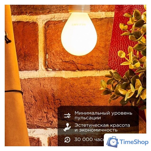 Светодиодная лампочка Rexant Шарик GL45 9.5Вт 915Лм 2700K E14 604-133 - Изображение №2 — Интернет-магазин Time-Shop