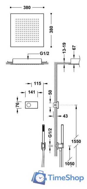Душевая система  Tres Shower Technology 09288552NM - Изображение №2 — Интернет-магазин Time-Shop